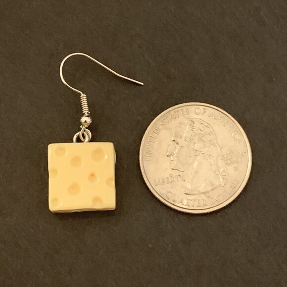 Cheese Earrings, Swiss Cheese, Funny Food Earrings, Silly Earrings, Gift Idea - Picture 3 of 4